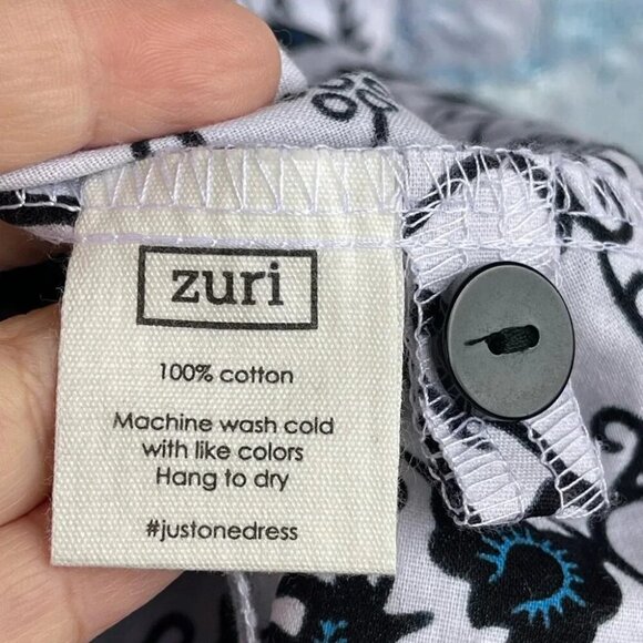 ZURI Kenya Just One Dress in indigo wax print Cotton Button Down Shirtdress XS - Picture 9 of 10